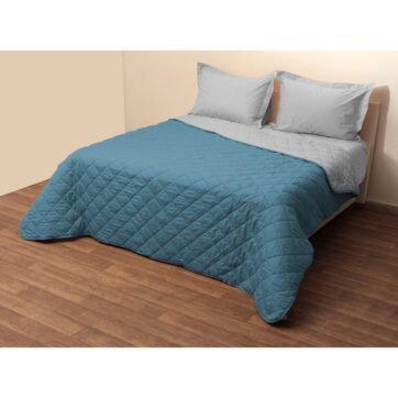 Κουβερτώριο Δίχρωμο Μονό 160x240 Microfiber Γκρι/Πετρόλ