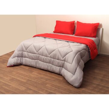 Πάπλωμα Δίχρωμο Μονό 160x240 Microfiber Γκρι/Κόκκινο