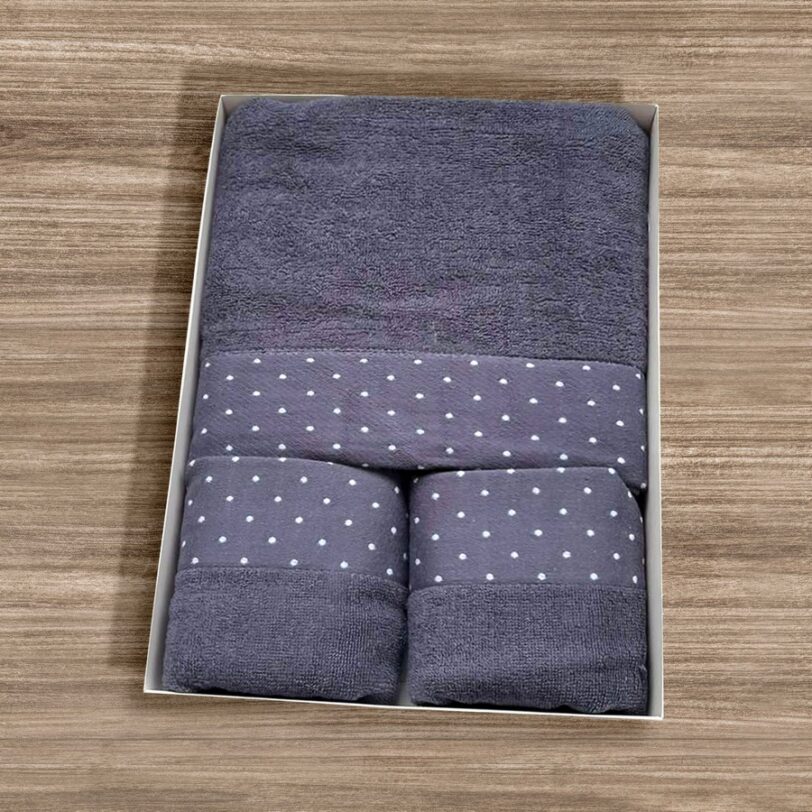 Σετ πετσέτες 2 τεμ/35X75 και 1 τεμ/70Χ140 Dots 04 navy blue