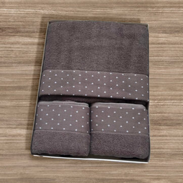 Σετ πετσέτες 2 τεμ/35X75 και 1 τεμ/70Χ140 Dots 05 brown