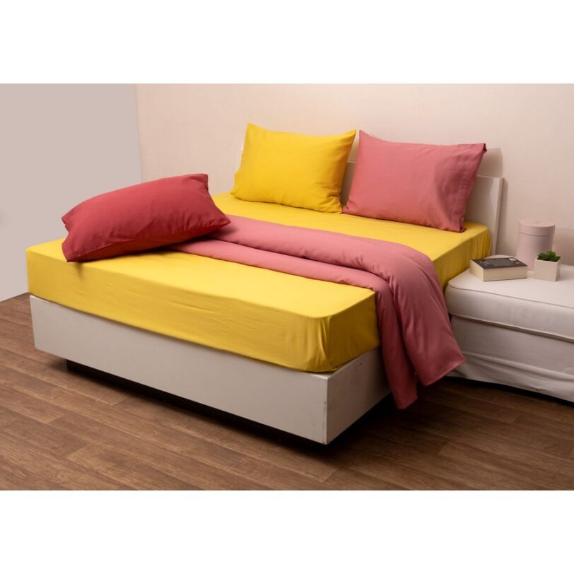 Σετ Σεντόνια Ημίδιπλα με Λαστιχο 100x200+25 Fashion 4 Yellow - Image 2