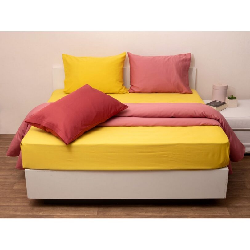 Σετ Σεντόνια Ημίδιπλα με Λαστιχο 100x200+25 Fashion 4 Yellow