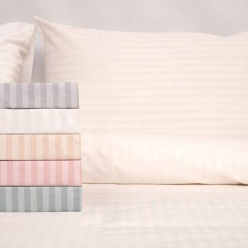 Σετ Σεντόνια Μονά 165x270 Polycotton Σατέν ριγέ 850 Ροζ