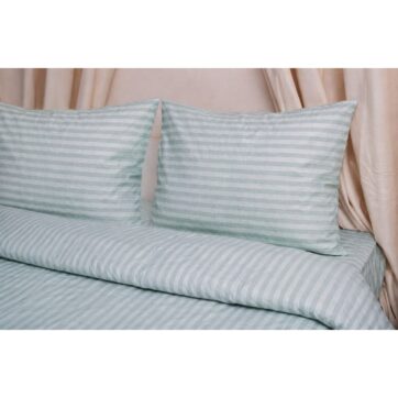 Σεντόνι Με Λάστιχο 120x200+25 Polycotton Σατέν ριγέ 850 Μέντα