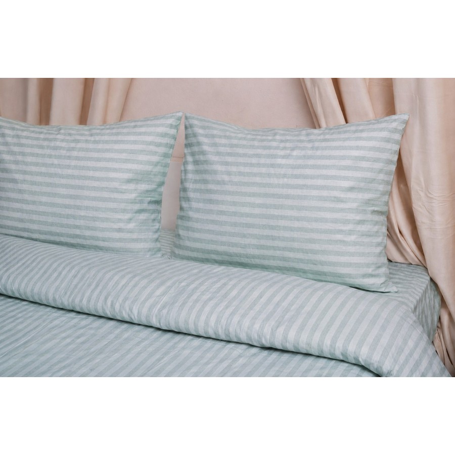 Σεντόνι Με Λάστιχο 120x200+25 Polycotton Σατέν ριγέ 850 Μέντα