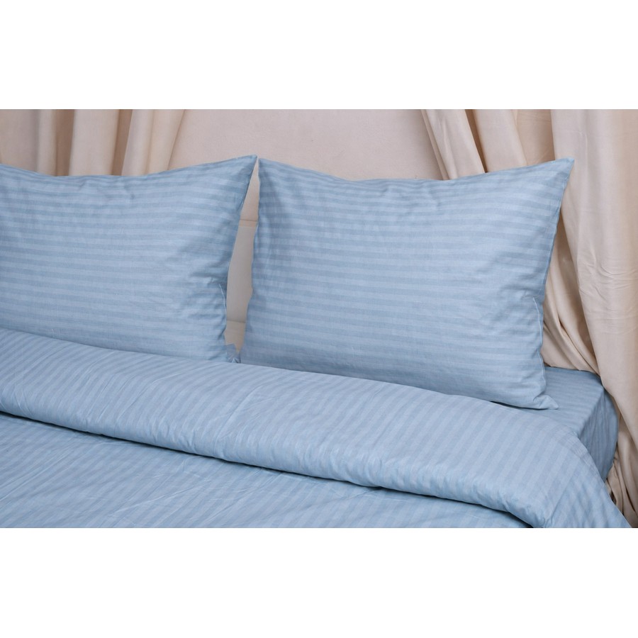 Ζεύγος Μαξιλαροθήκες 50x70 Polycotton Σατέν ριγέ 850 Μπλε